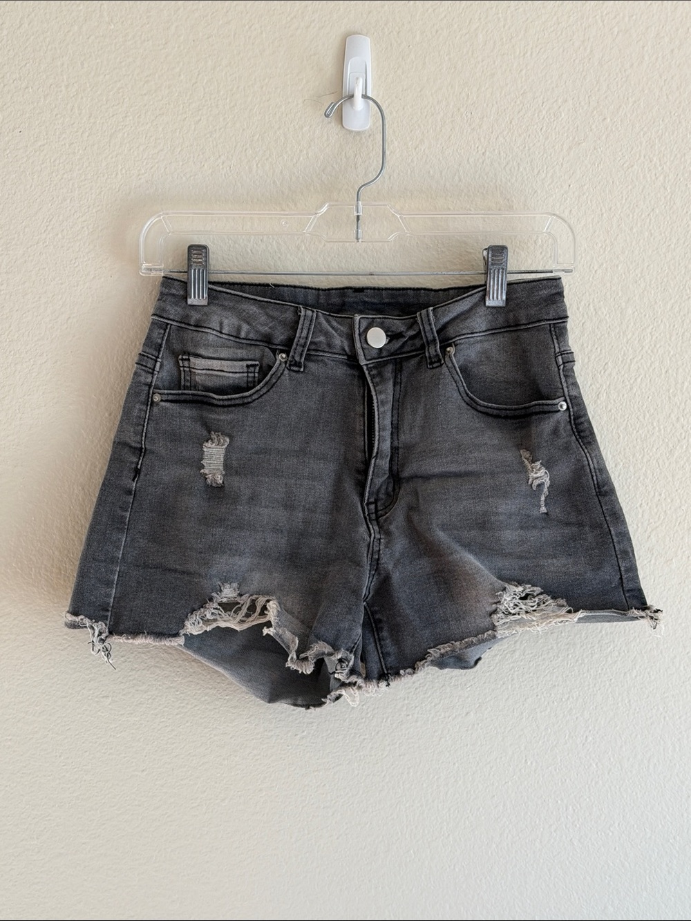Amazon Women's Distressed Denim Shorts - Charcoal Gray
